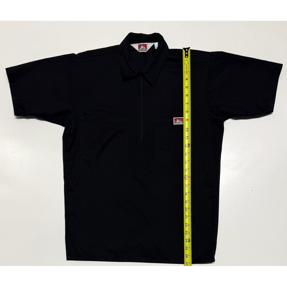 Ben Davis Mens Half Zip Short Sleeve Work Shirt Black Made in USA Small